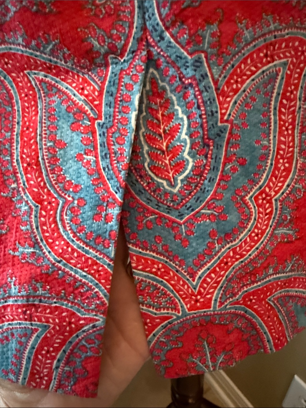J. Crew Red & Teal Paisley Pencil Skirt - Picture 3 of 8